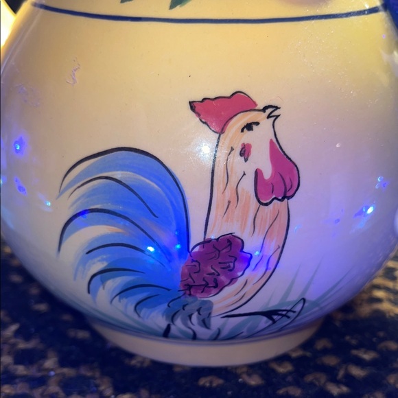 Cracker Barrel Yellow and Blue Rooster Ceramic Teapot - Picture 4 of 8